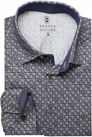 Мужская рубашка DESOTO синяя с рисунком