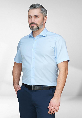 Мужская рубашка без глажки Mario Machardi  голубая 